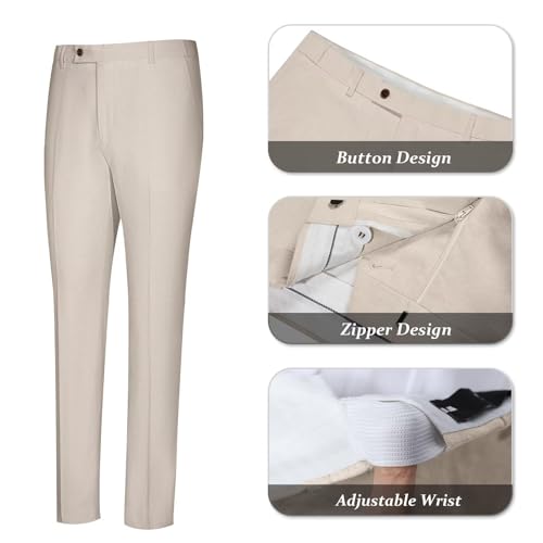 Men's Linen Suit 2 Piece Slim Fit Summer Beach Wedding Dress Tux Prom Suit Blazer Jacket and Pants3