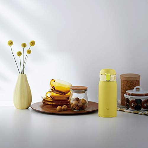 Image of Zojirushi SM-WA36-YA Water Bottle, One-Touch Stainless Steel Mug, Seamless 0.36L Lemon