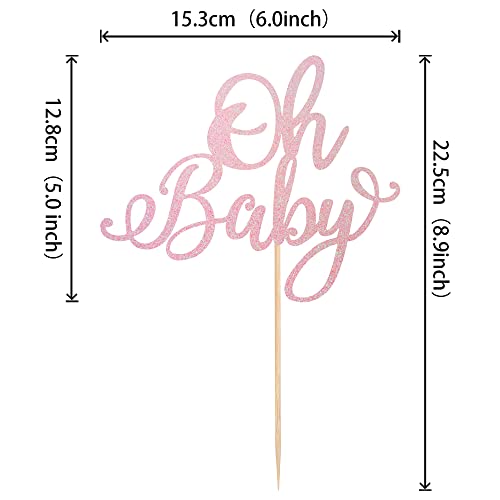 Rsstarxi 1 Pack Oh Baby Cake Topper Pink Glitter Baby Shower Cake Pick Decorations For Baby Baptism Or New Baby Gender Reveal Kids Birthday Party Supplies #TOP1