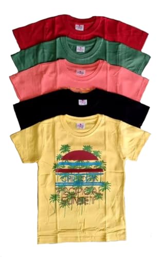 Image of t Shirt for Boys Printed Cotton Half Sleeve Regular Fit Casual Multi Colors Set of 5 PCS