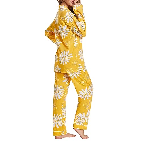 Image of Tugege Pajamas Set Long Sleeve Sleepwear Womens Button Down Nightwear Pj Sets
