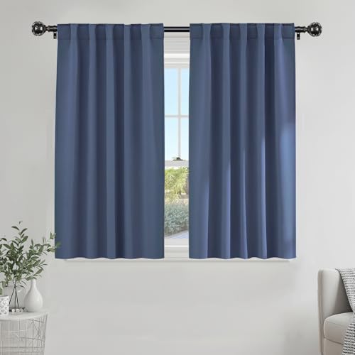 PONY DANCE Blue Room Darkening Curtains 45 inch Length,...