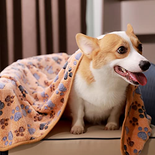 1 Pack 3 Blankets Super Soft Fluffy Premium Fleece Pet Blanket Flannel Throw For Dog Puppy Cat Paw Brown/Pink/White Small(23X16 Inch) #TOP1
