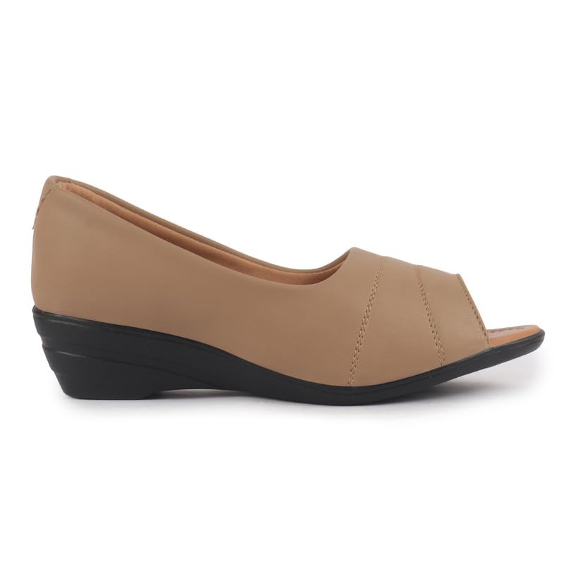 Image of FAUSTO Women Stylish Backless Casual Ballets | Low Heel Cut-Out Slip-On Ballerinas | Comfortable Walking Flats Sandals | Memory Cusion Insole