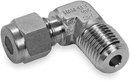 Ham-Let 316 Acero inoxidable LET-LOK x MNPT Codo macho, 90 (Deg), 0.472in Tamaño del tubo - 769L-SS-0.472in X 12