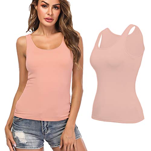 Image of Camisoles for Women with Built in Bra,Basic Yoga Top Layering Tank Top Padded Bra Undershirt(S-3XL)