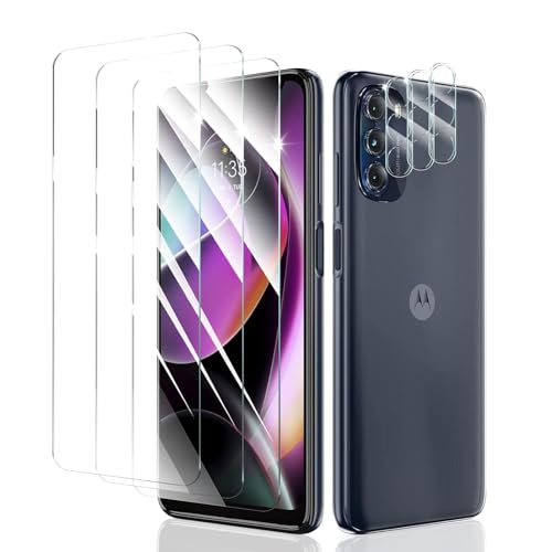 Fynorao Screen Protector and Camera Lens Protector for Motorola Moto G 5G 2022 Double Shatterproof HD Tempered Glass Film [9H Hardness][Impact-Protection][Anti-Shatter][Anti-Scratch] 3-Pack Each