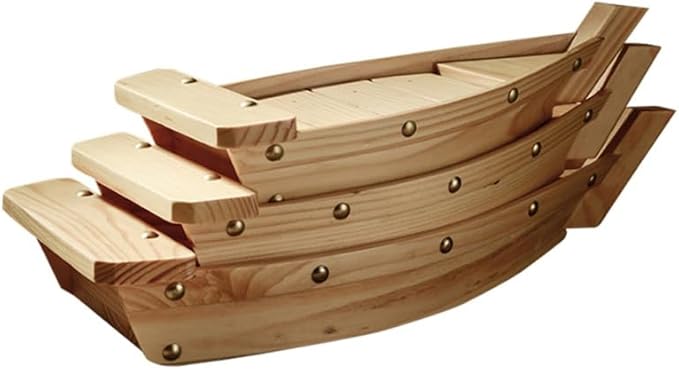 Bandeja de Sushi de Madera Forma de Barco DOITOOL miniatura 5