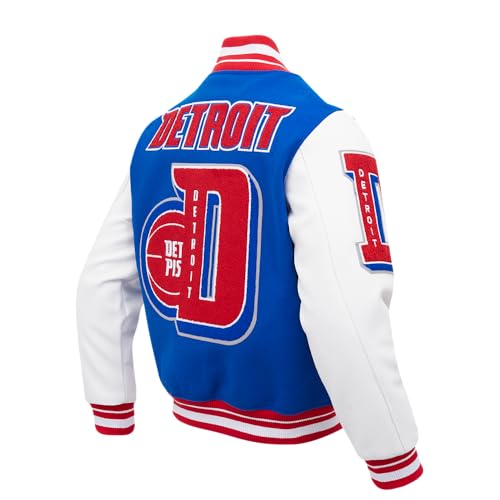 Pro Standard MENS NBA DETROIT PISTONS MASH UP VARSITY JACKET ROYAL BLUE/RED L - Image 2