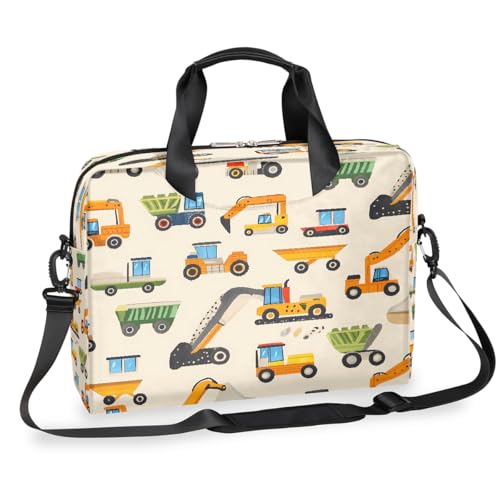 Bolsa para laptop con estampa de tractores y excavadoras