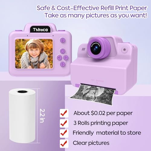 Image of Instant Print Camera for Kids, Toddler Kids Camera Instant Print for 3 4 5 6 7 8 9 10 Years Old Girl Christmas Birthday Gifts, Portable Kid Children Digital Travel Camera Toys for Girls Age 3-12