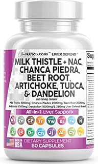 Milk Thistle 3000mg NAC Chanca Piedra 2000mg Beet Root 2000mg Artichoke 2000mg Dandelion Root 1000mg - Liver Cleanse Detox & Repair Supplement Plus TUDCA Choline and Ginger - Made in USA 60 Caps