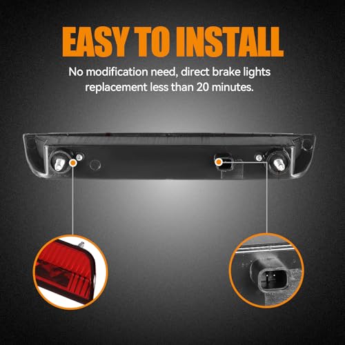 Image of Third 3rd Brake Light LED for 2014-2019 Nissan Rogue, High Mount Rear Brake Lights Assembly for 14-19 Nissan Rogue, Waterproof Center Cab Lamp Stop Light (Red)