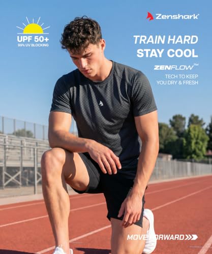 Image of ZENSHARK Gym T-Shirt for Men| Dry Fit Workout Sports T-Shirt | Quick Dry Breathable Polyester Fabric with Half Sleeve Round Neck | Running Gym Wear Active Wear for Training