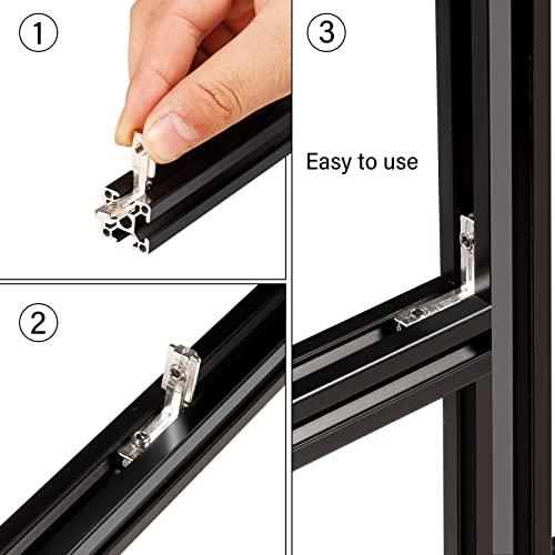 20Pcs 2020 Aluminum Extrusion Accessories Connectors Corner End Caps L Brackets 3-Way End Corner Angle Bracket Silver T Slot Interior Corner Joint Bracket Slot Connector Set 6mm with Screws&Wrench