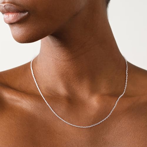 IEFWELL Solid 925 Sterling Silver Chain Necklace for Women, 1.2mm Cable Chain Necklace Shiny Sturdy Hypoallergenic Chain Necklaces, 16/18/20/22/24 Inches Dainty Silver Jewelry for Women2