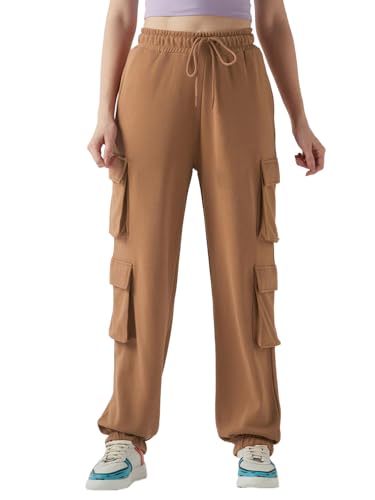 Image of Bewakoof Women's Cotton Super Loose Fit Joggers|Bewakoof Air 1.0 | Track pants for woman | Lower for women | Multipurpose | Activewear | Utility Pockets | Lightweight & Flexible Elastic Waist | Casual Joggers | Loose Fit