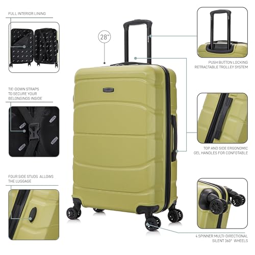 Image of DUKAP SENSE 28-Inch Large Hardside Spinner Luggage Durable Zippered Green