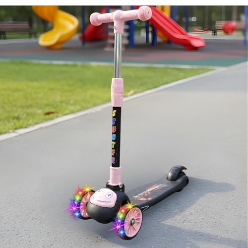 Image of Crackles Foldable Kick Scooter for Kids with LED Light Wheels | Skating Cycle Style Scooter with Adjustable Handle & Foldable Design Lightweight Ride-On Toy for Boys & Girls Outdoor Toy