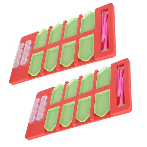 Image of Diamond Art Storage Box Set, 35.5 x 19.9 x 1.3cm Plastic Painting Tray Organizer with 16 Point Trays, 6 Pens, 4 Row Container for Art Crafts