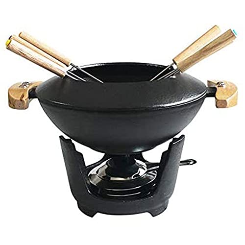 HUIXINLIANG Fondue Topf, Gusseisen Fondue Set, Käsefondue Sets mit 6...