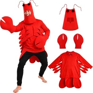 Civimili Hummer Kostüm für Erwachsene Roter Krabbenkostüm Unisex Overall