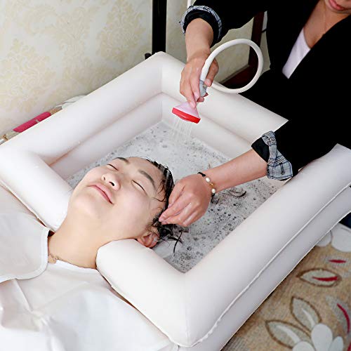 Inflatable Bedside Shampoo Basin Kit With Water Bag, Shower, Shawl, Cushion, Air Pump For Disabled& Elderly Bed Easy, Pregnancy, Bedridden Or Post-Surgical Patient, Bed-Confined Patient（Set Of 6） #TOP3