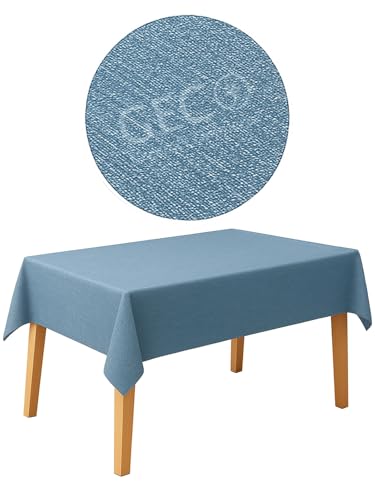 GECO Green ECOmmerce Tovaglia Rettangolare Impermeabile 120x160 cm, Antimacchia Lavabile, Plastificata Effetto Tessuto, Retro Felpato Antiscivolo, Ideale per uso Interno ed Esterno (120x160 Blu)