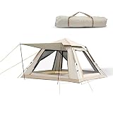 LVYUAN（リョクエン）ワンタッチポップアップテント 240cm 4-6人用 L SIZE 耐水圧 1000mm UVカット・防水・虫よけ メッシュスクリーン付き 超簡単設営 コンパクト 持ち運び便利 キャンプ・ピクニック・フェス・災害対策用