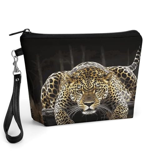Bolsa de maquillaje de piel sintética Leopard2, neceser de cosméticos con cremallera y asa