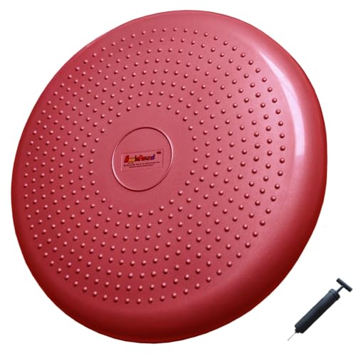 AppleRound Inflated Wobble Cushion with Hand Pump, Air Stability Board (Extra Thick), Core Balance Disc for Adults, Sensory Wiggle Seat for Kids, Flexible Seating for All Age, 13.5in / 34cm Diameter