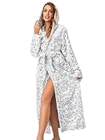 RONGTAI Womens Robes Plush Fleece Hooded Bathrobe Thick Nightgown with Pockets Fluffy Ladies Dressing Gowns, Leopard, Small