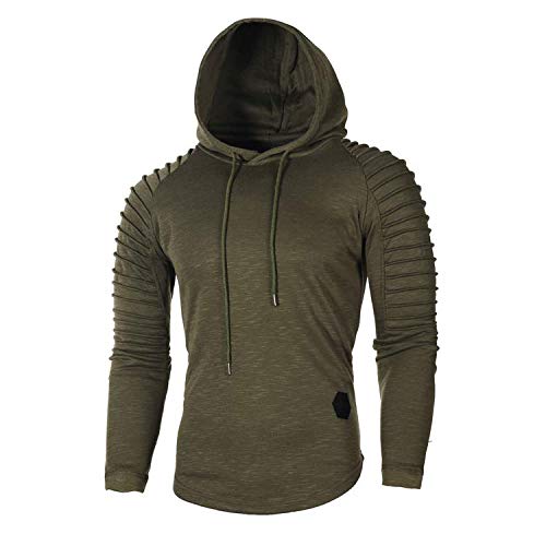 Remxi Men's Long Sleeve pullover Hoodie Sportwear Muscle Hoodie Sweatshirt Lightweight Top For Men SolidGreen 3XL - Image 2