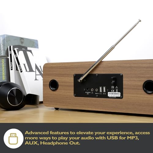 Image of MS5 Upgrade Premium Internet Radio,Spotify HiFi,Bluetooth Stereo System for Home with CD Player,FM Radio, Acoustic Wood Cabinet,AUX & USB Input,50 Presets, OKTIV APP & Remote Control- Walnut