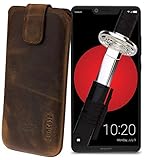 Suncase Original Etui Tasche für Sharp Aquos D10 *Lasche mit Rückzugfunktion* Handytasche Ledertasche Schutzhülle Hülle Hülle in antik-Coffee