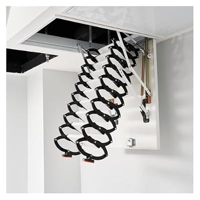 Invisible Folding Ceiling Loft Ladder, Connect Indoor Areas with Attics, Storage Rooms, Employee Break Areas, Museums, Villas, Small Apartments(Automatic,80 * 100cm*H300CM)