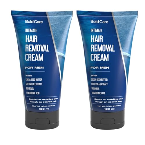 Image of Bold Care Intimate Hair Removal Cream for Men - Fast & Painless, Soothing for Unwanted Coarse Pubic Hair, Suitable For All Skin Types - Pack of 2