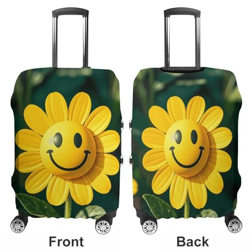Suitcase Covers for Luggage Washable Luggage Cover Yellow Smiley Flower Luggages Wheel Covers Elastic Travel Carry On Suitcase Cover Travel Luggages Protector Sleeve Fit 29-32 Inch L3