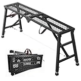Gerüstarbeitsplattform, 76 cm bis 119,9 cm höhenverstellbare Arbeitsplattform, faltbares Gerüst für Baubau, Innenmalerei, Heimwerker (204 kg Kapazität, schwarz, 5 Höhenoptionen)