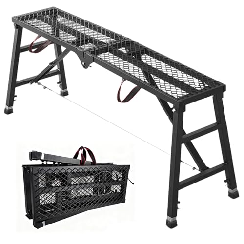 Scaffolding Work Platform, 29.9" to 47.2" Height Adjustable Work Platform, Foldable Scaffold for Building Construction, Interior Painting, Home Improvement（450LBS Capacity, Black,5 Heights Options)