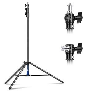 NEEWER 9.2ft/2.8m Air Cushioned Light Stand, Heavy Duty Metal Photography Tripod Stand with 1/4″ to 3/8″ Reversible Spigot, 3 Way Mounting Interface & Metal Locking Knobs, Max Load 5.5lb/2.5kg