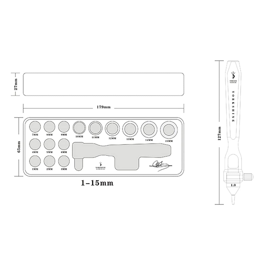 Toplionace Set di Perforatori Rotondi in Pelle per Punzonatura con Testa Intercambiabile in Pelle, Diametro 1-15mm, con Scatola di Legno