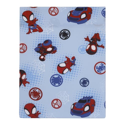 Image of NoJo Marvel Spiderman Spidey and his Amazing Friends Spidey Time Red, Blue, and Grey 4 Piece Toddler Bed Set - Comforter, Fitted Bottom Sheet, Flat Top Sheet, and Reversible Pillowcase