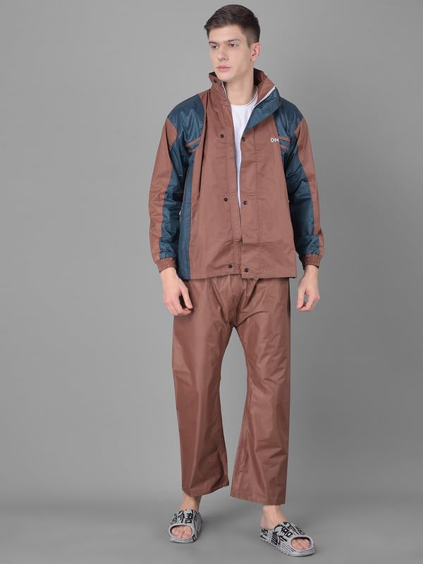 Image of Dollar Rainguard Men's PVC Full Sleeve Solid Reversible Raincoat Set with Adjustable Hood and Pocket