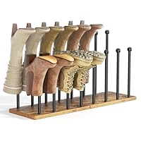 pickpiff Boot Organiser 8-Pair Welly Boot Rack Metal Shoes Rack Outdoor Shoe Storage Wood Base