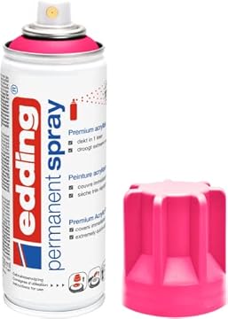 edding 5200 permanent spray - neon pink matt - 200 ml - acrylic paint for painting and decorating glass, metal, wood, ceramic, plastic, canvas - aerosol spray, acrylic spray, paint spray