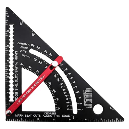 Smgda 7 Inch Carpenter Square – Adjustable Roofing & Rafter Tool, Aluminum Alloy Triangle Ruler for Framing, Wood Cutting, and Home Improvement Projects