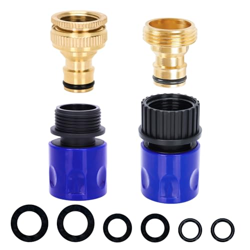 Expandable Hose Tap Connector Fitting, Outdoor Outside Tap Connector 3/4 Male Watering Nozzle Adapter & 3/4 Male Female Garden Hose Attachments Quick Connector for Flexible Hosepipe (Expandable kit)