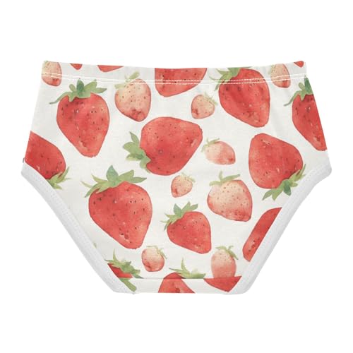 Wusikd Watercolor Strawberries Girls' Underwear Cotton Girls Briefs Soft Toddler Underwear 2T2