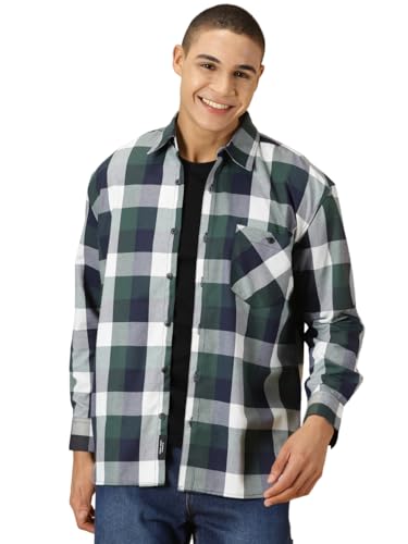 Thomas Scott Men's Classic Tartan Checkered Shacket (Green, Small)